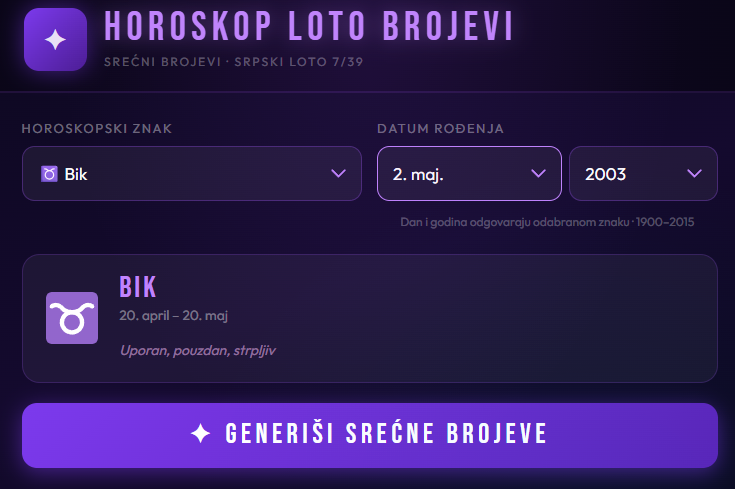 HOROSKOP LOTO BROJEVI
