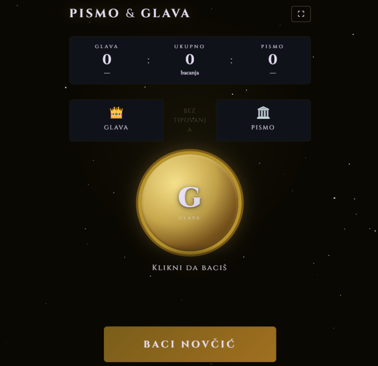 Pismo glava bacanje novčića