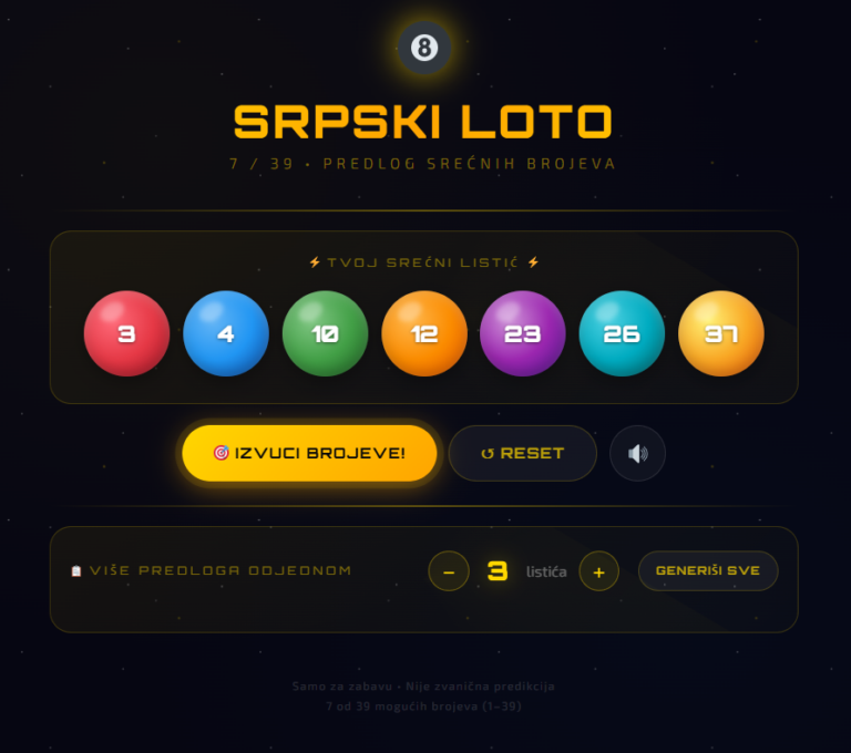 Predlog loto brojeva